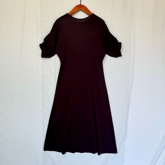 COS Dresses & Skirts - COS Chocolate Brown Ponte Knit Gathered Sleeve Open Back Midi Dress Size Large